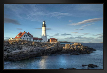 Portland Head Lighthouse Cape Elizabeth Maine Photo Photograph Art Print Stand or Hang Wood Frame Display Poster Print 13x9