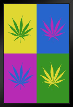 Marijuana Weed Pot Cannabis Joint Blunt Bong Leaves Pop Art Bright Room Dope Gifts Guys Propaganda Smoking Stoner Reefer Stoned Sign Buds Pothead Dorm Walls Stand or Hang Wood Frame Display 9x13