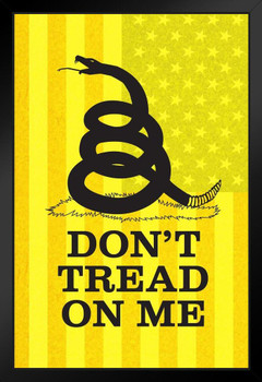 Gadsden Flag Dont Tread On Me Rattlesnake Coiled To Strike Old Glory Yellow Textured Art Print Stand or Hang Wood Frame Display Poster Print 9x13