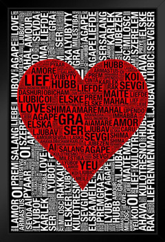 Words Love Red Art Print Stand or Hang Wood Frame Display Poster Print 9x13