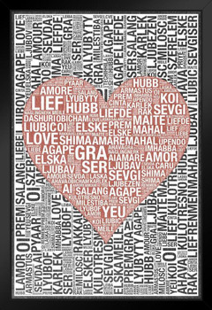 Words Love Red Texture Art Print Stand or Hang Wood Frame Display Poster Print 9x13