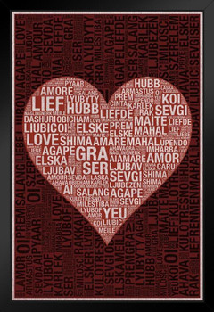 Words Love Dark Red Texture Art Print Stand or Hang Wood Frame Display Poster Print 9x13