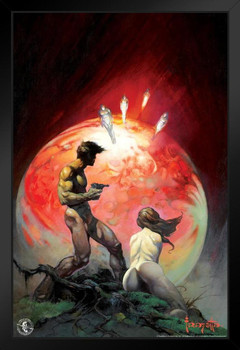 Frank Frazetta Red Planet Mars Science Fiction Fantasy Artwork Classic Retro Vintage SciFi Artist Comic Book Cover 1970s Art Print Stand or Hang Wood Frame Display 9x13