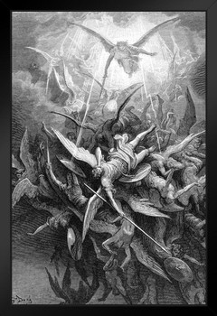 Fall of the Rebel Angels Engraving by Gustav Dore Art Print Stand or Hang Wood Frame Display Poster Print 9x13