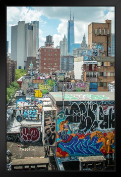 Lower Manhattan and China Town Rooftop Graffiti Art Print Stand or Hang Wood Frame Display Poster Print 13x9