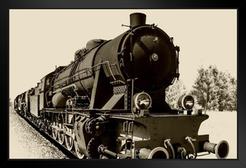 Steam Engine Train Black and White Vintage Retro Photo Photograph Art Print Stand or Hang Wood Frame Display Poster Print 13x9