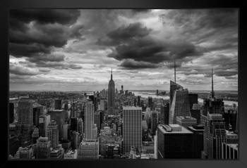 Storm Over Midtown Manhattan New York City NYC Black and White B&W Photo Photograph Art Print Stand or Hang Wood Frame Display Poster Print 13x9