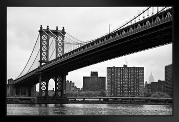 Manhattan Bridge in New York City NYC Black and White B&W Photo Photograph Art Print Stand or Hang Wood Frame Display Poster Print 13x9