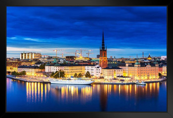 Sunset Over Riddarholm Church Old Town Stockholm Sweden Photo Photograph Art Print Stand or Hang Wood Frame Display Poster Print 13x9