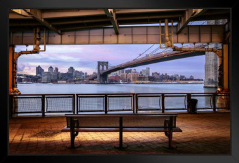 New York City and Brooklyn Bridge from Brooklyn Photo Photograph Art Print Stand or Hang Wood Frame Display Poster Print 13x9