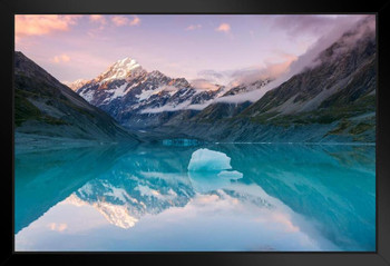 Aoraki Mt Cook Reflection at Sunset New Zealand Photo Photograph Art Print Stand or Hang Wood Frame Display Poster Print 13x9