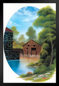 Bob Ross Country Time Art Print Painting Bob Ross Poster Bob Ross Collection Bob Art Paintings Happy Accidents Bob Ross Print Decor Painting Wall Art Farm Land Stand or Hang Wood Frame Display 9x13