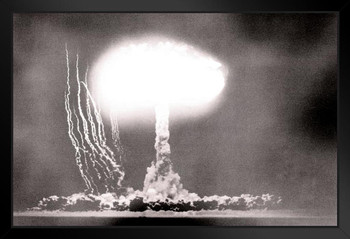 Nuclear Bomb Test Nevada Desert June 4 1953 Photo Photograph White Wood Framed Art Poster 20x14