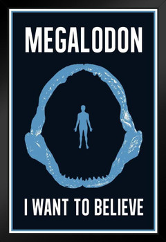 Megalodon Jaws I Want To Believe Art Print Stand or Hang Wood Frame Display Poster Print 9x13