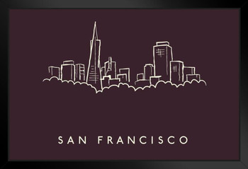 San Francisco City Skyline Pencil Sketch Art Print Stand or Hang Wood Frame Display Poster Print 13x9