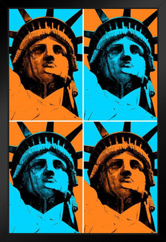 Lady Liberty Blue and Orange Pop Art Print Stand or Hang Wood Frame Display Poster Print 9x13