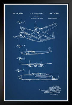 Howard Hughes Airplane Official Patent Blueprint Art Print Stand or Hang Wood Frame Display Poster Print 9x13