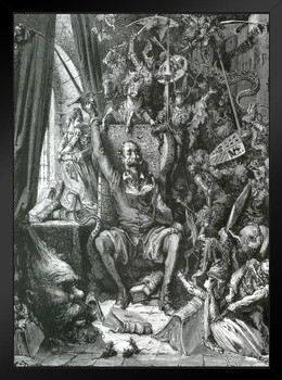 Gustave Dore Don Quixote In His Library French Printmaker Black And White Illustration Art Print Stand or Hang Wood Frame Display Poster Print 9x13