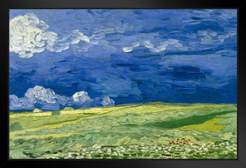 Vincent Van Gogh Wheatfield Under Thunderclouds Van Gogh Wall Art Impressionist Painting Style Nature Spring Flower Wall Decor Landscape Field Forest Poster Stand or Hang Wood Frame Display 9x13