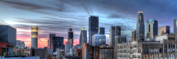 Los Angeles California Downtown Skyline Panoramic Photo Photograph Cool Wall Decor Art Print Poster 36x12