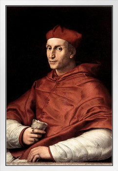 Raphael Bernardo Dovizi Cardinal Bibbiena Realism Romantic Artwork Michelangelo Prints Biblical Drawings Portrait Painting Wall Art Renaissance Poster Canvas Art White Wood Framed Art Poster 14x20