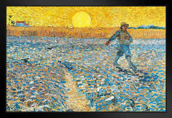 Vincent Van Gogh The Sower 1888 Van Gogh Wall Art Impressionist Painting Style Nature Spring Flower Wall Decor Landscape Field Bouquet Poster Romantic Artwork Stand or Hang Wood Frame Display 9x13