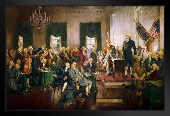 Signing Of The Constitution Howard Chandler Christy Historic Scene Painting USA America Founding Liberty Independence American Document Motivational Picture Modern Wood Frame Display 9x13