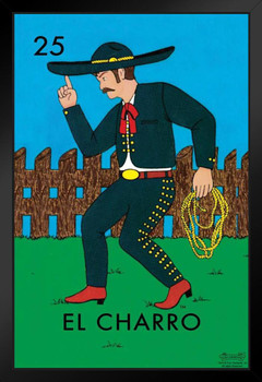 25 El Charro Cowboy Loteria Card Mexican Bingo Lottery Art Print Stand or Hang Wood Frame Display Poster Print 9x13