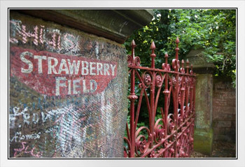 Strawberry Field Gate Liverpool England UK Photo Photograph White Wood Framed Poster 20x14
