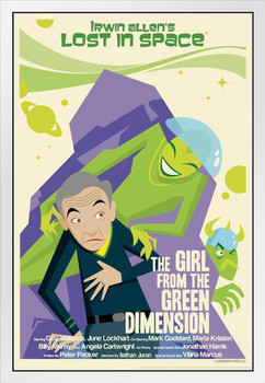 Lost In Space Girl From The Green Dimension by Juan Ortiz Variant Episode 45 of 83 White Wood Framed Poster 14x20