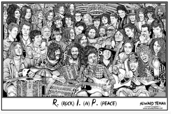 R.I.P Rock In Peace Music by Howard Teman Cool Wall Decor Art Print Poster 36x24