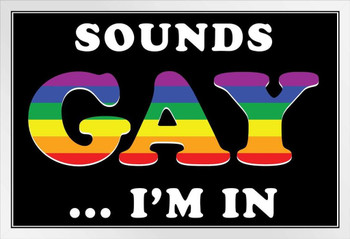 Sounds Gay Im In Funny White Wood Framed Poster 14x20
