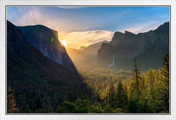 Tunnel View Yosemite Valley Yosemite National Park California Photo Photograph Mountain Nature Landscape Scenic Scenery Parks Picture America Sunset Sunrise White Wood Framed Art Poster 20x14