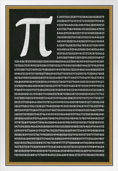 Mathematical Number PI to 1801 Decimals Greek Letter Math Classroom Science Educational Teacher Learning Homeschool Chart Display Supplies Teaching Aide Pie White Wood Framed Art Poster 14x20