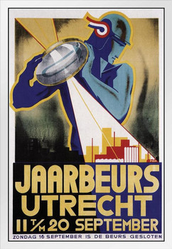 Jaarbeurs Utrecht Netherlands Exposition Dutch Holland Vintage Travel White Wood Framed Poster 14x20