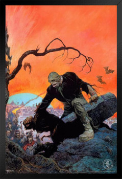 Beyond the Grave by Frank Frazetta Wall Art Gothic Fantasy Decor Frank Frazetta Artwork Scary Art Prints Horror Battle Posters Frazetta Illustration Death White Wood Framed Art Poster 14x20