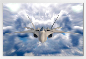 FA 18 Hornet Supersonic Combat Jet in Deep Blue Sky Photo Photograph White Wood Framed Poster 20x14