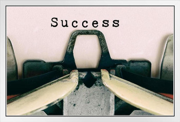 Success Type on Vintage Typewriter Photo Photograph White Wood Framed Poster 20x14