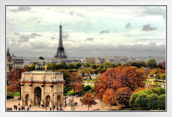 Autumn in Paris France Eiffel Tower Photo Photograph White Wood Framed Poster 20x14