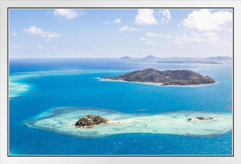 Aerial of Paradise Fijian Island Resort Photo Photograph White Wood Framed Poster 20x14