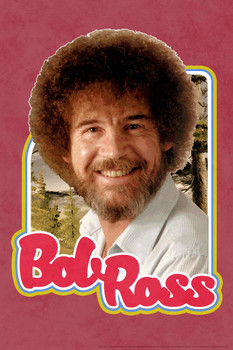 Bob Ross Retro Portrait Red Bob Ross Poster Bob Ross Collection Bob Art Painting Happy Accidents Motivational Poster Funny Bob Ross Afro and Beard Thick Paper Sign Print Picture 8x12