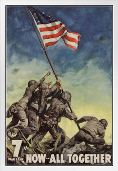 7th War Loan Now All Together WPA War Propaganda White Wood Framed Poster 14x20
