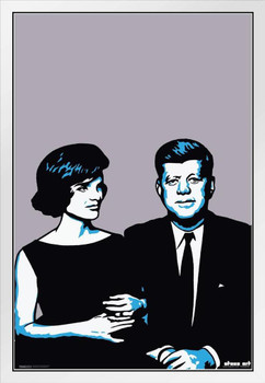 Steez John & Jackie O Kennedy White Wood Framed Poster 14x20