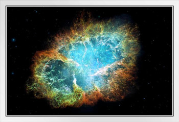 Crab Nebula Supernova Remnant Pulsar Wind Nebula Taurus Constellation No Border White Wood Framed Poster 20x14