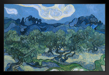 Vincent Van Gogh The Olive Trees Van Gogh Wall Art Impressionist Painting Style Nature Spring Flower Wall Decor Landscape Field Forest Poster Romantic Artwork White Wood Framed Art Poster 20x14