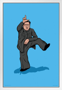 Kim Jong Un Take The L Dance Funny White Wood Framed Poster 14x20