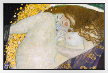 Gustav Klimt Danae Woman Nude Portrait Art Nouveau Prints and Posters Gustav Klimt Canvas Wall Art Fine Art Wall Decor Women Landscape Abstract Painting White Wood Framed Art Poster 20x14
