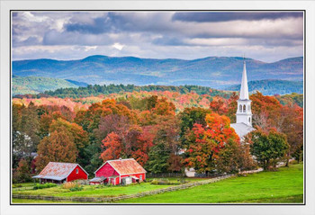 Autumn Scene Peacham Vermont Photo Photograph White Wood Framed Poster 20x14