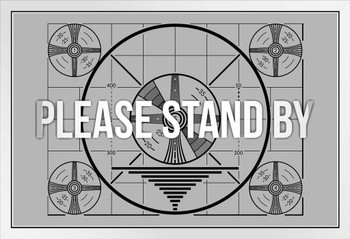 Please Stand By Test Pattern Classic Vintage TV Broadcast Signal White Wood Framed Poster 20x14