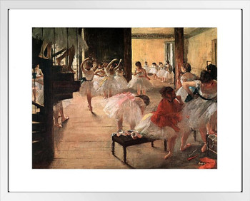Edgar Degas Ballet School Poster 1873 Ballerina Painting French Impressionist Painter Canvas White Wood Framed Art Poster 14x20